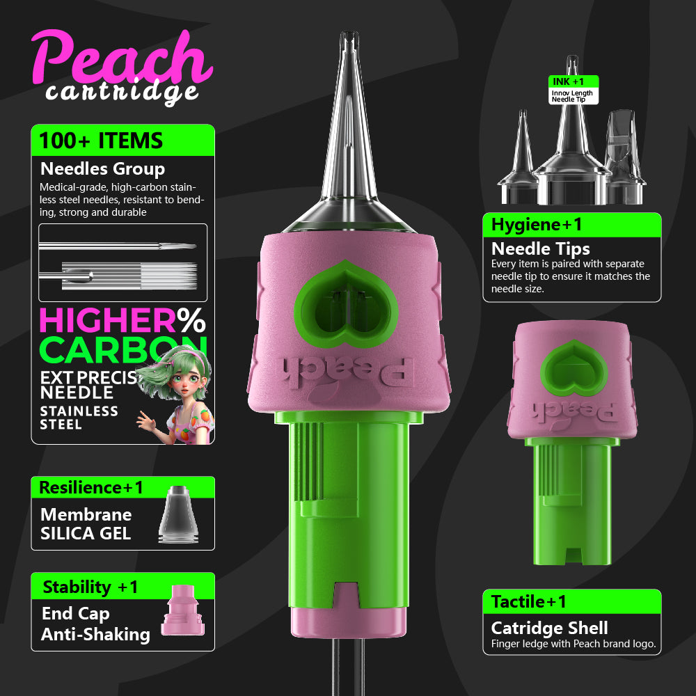 PEACH Tattoo Needle Cartridges - Round Liner