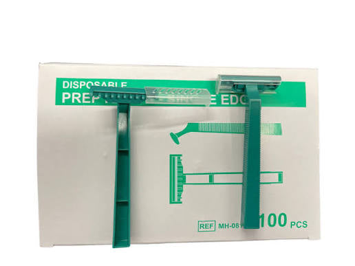 Kai Single Sided Medical Prep Razor Green. Box of 100