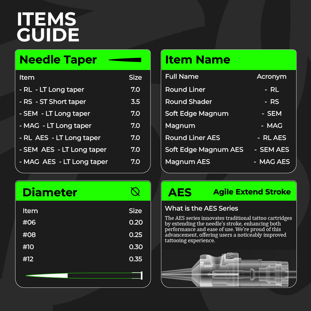 PEACH Tattoo Needle Cartridges - Round Liner